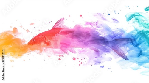  A smoky, multicolored fish in water