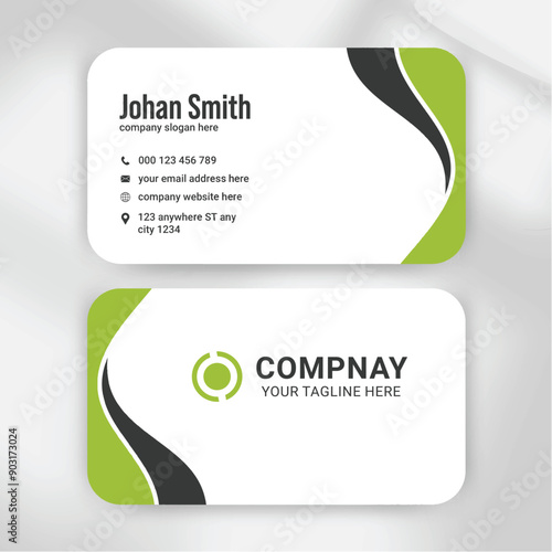 Modern Carve Digital Soft Green Business Card: Trending, Stylish, and Unique Flat green visiting card design Template