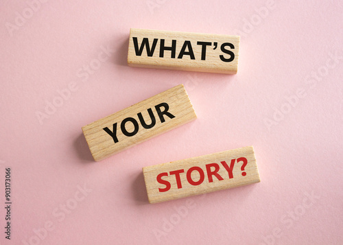 What is your story symbol. Concept words What is your story on wooden blocks. Beautiful pink background. Business and What is your story concept. Copy space.