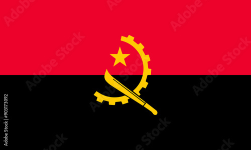 Vector illustration. Angola national flag. photo