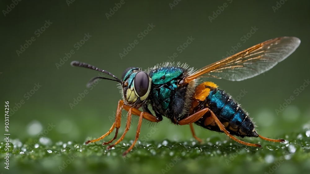 Colorful beetle in lush green foliage Colorful beetle in lush green foliage
