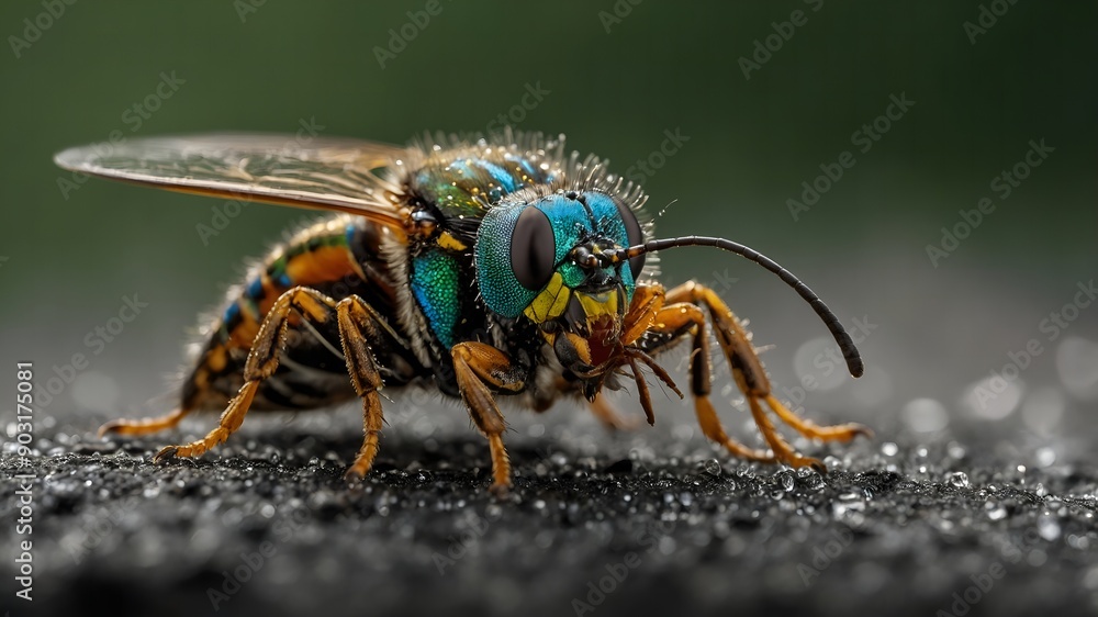 Eye-catching beetle with unique markings on a tree trunk Eye-catching beetle with unique markings on a tree trunk