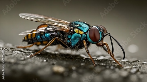 Radiant beetle with iridescent hues in sunlight