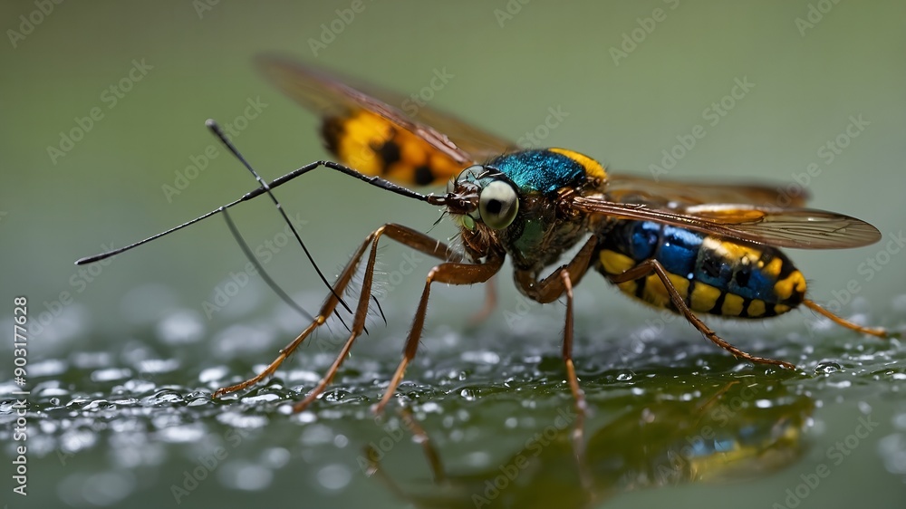 Dragonfly gliding above serene water lilies Dragonfly gliding above serene water lilies