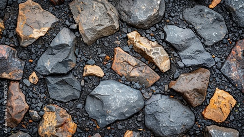 Wallpaper Mural Gray asphalt overlay with exposed rocks and soil in urban setting Torontodigital.ca