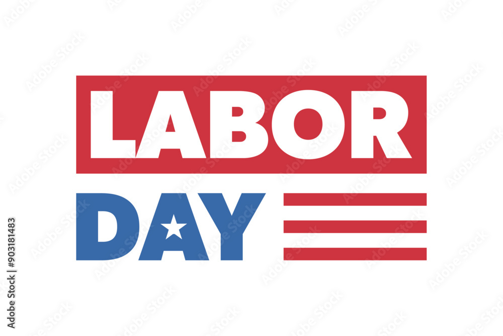Fototapeta premium Labor Day simple symbolic banner, logo with patriotic elements. Vector illustration.