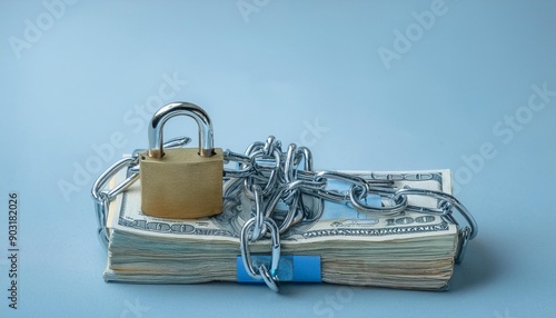 bundle of banknotes tied to a chain