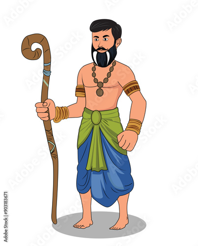 Indian village man cartoon character design for 2d animation