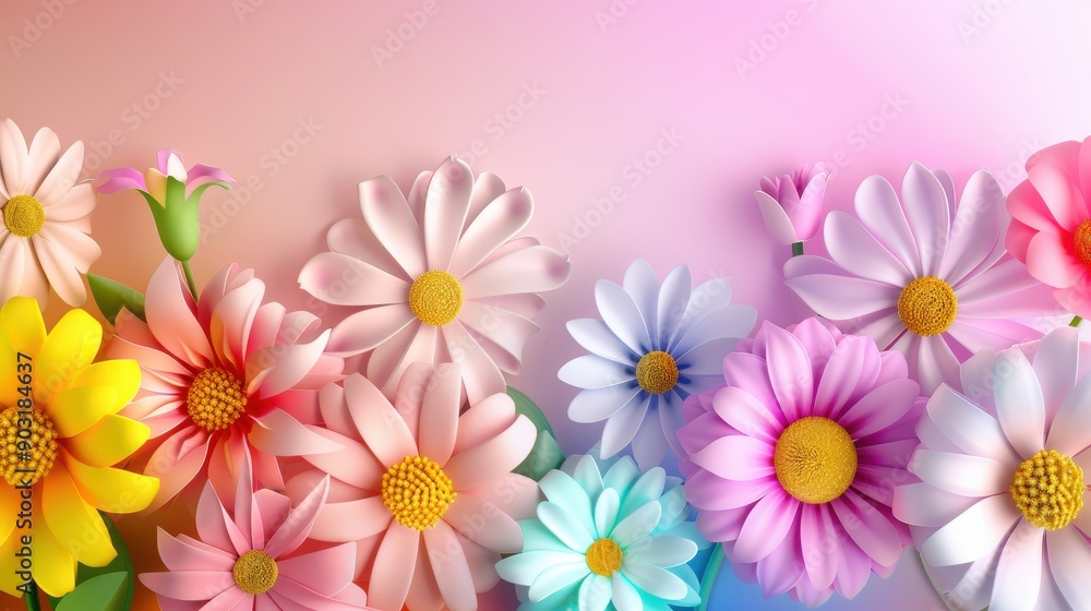 A bouquet of pink and white flowers with a blue sky in the background A bouquet of pink and white flowers with a blue sky in the background
