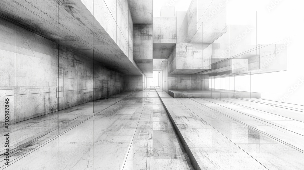 Pencil drawing of architecture, template, AI generated Pencil drawing of architecture, template, AI generated
