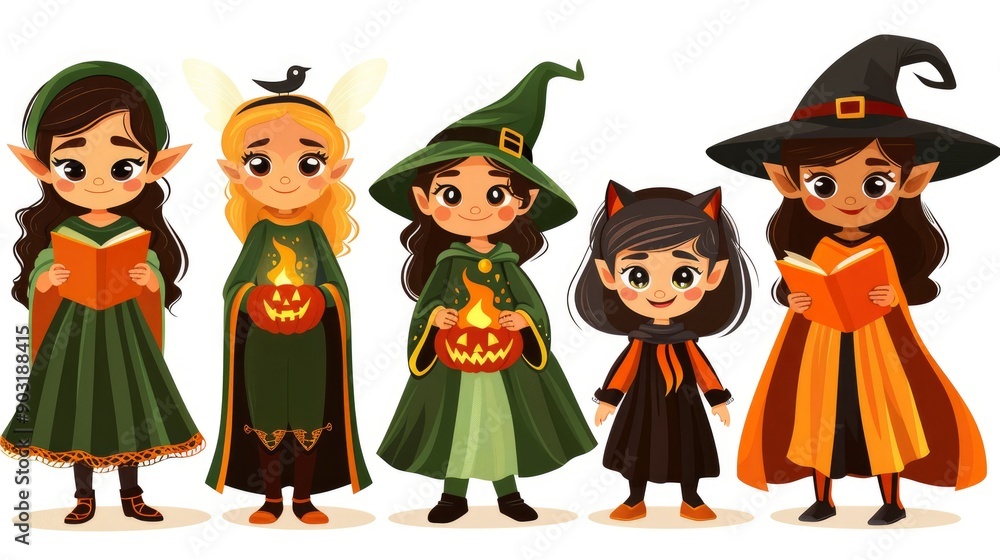 Cute Halloween Witches and Fairies Cute Halloween Witches and Fairies