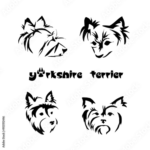 Stylized Yorkshire Terrier. Vector drawing of a small dog. Gestalt animal design