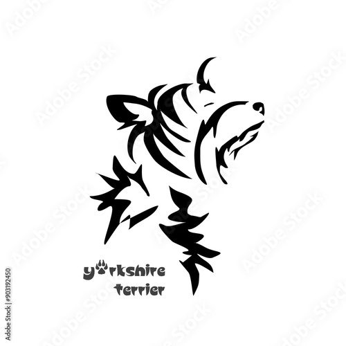 Stylized Yorkshire Terrier. Vector drawing of a small dog. Gestalt animal design
