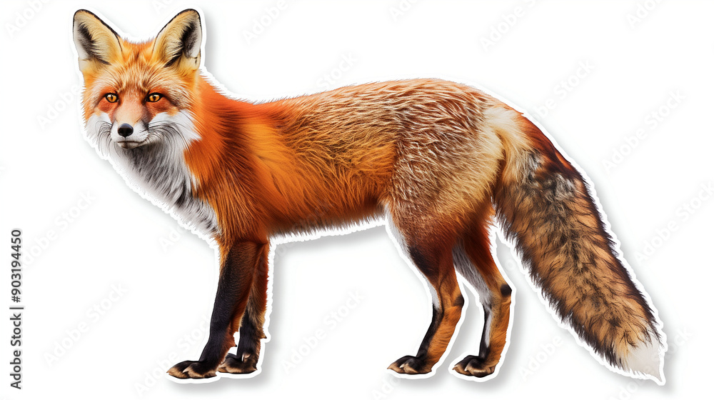 Obraz premium A Vibrant Red Fox Stands Gracefully in an Autumn Forest Glade at Dusk
