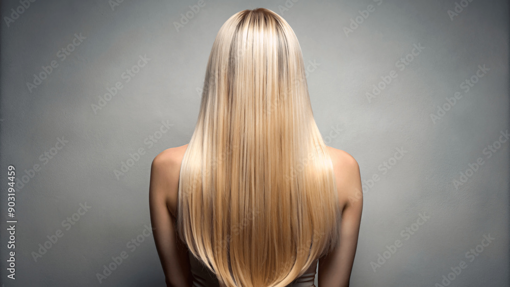 Naklejka premium blonde straight hair back view, hair saloon style design