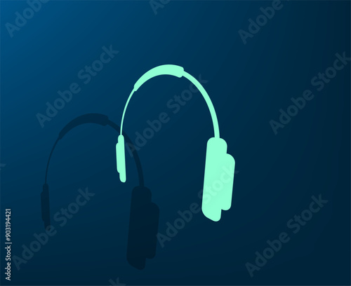 Vector illustration with shadow on blue background with gradient