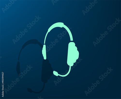 Vector illustration with shadow on blue background with gradient