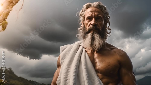 Ancient Greek God, Zeus god of the sky, lightning, thunder, Zeus on Mount Olympus