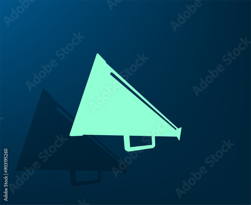Vector illustration with shadow on blue background with gradient