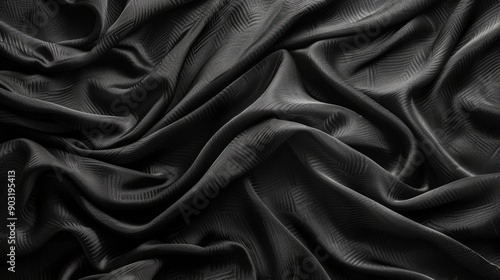 Elegant textured black cloth draped gracefully in soft light