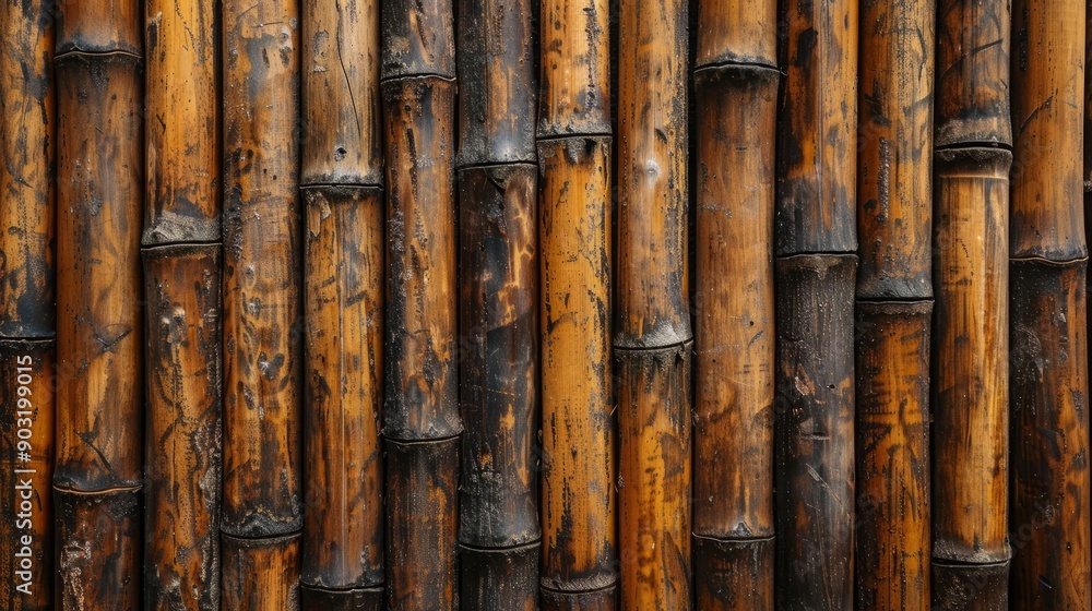 Bamboo fence background in warm tones reflecting natural materials and craftsmanship Bamboo fence background in warm tones reflecting natural materials and craftsmanship