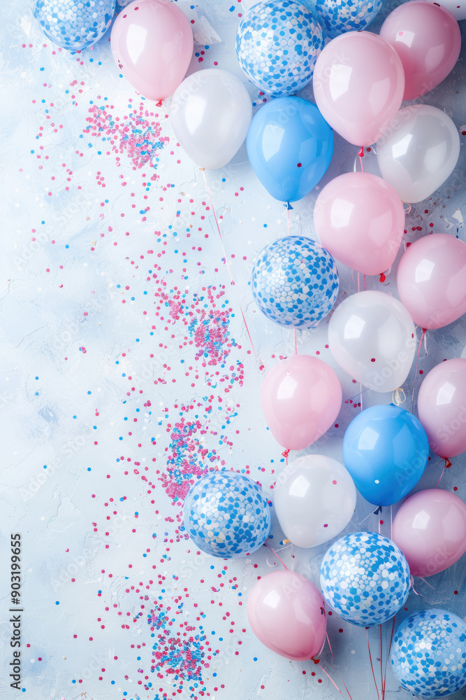 Party Scene with Balloons and Confetti