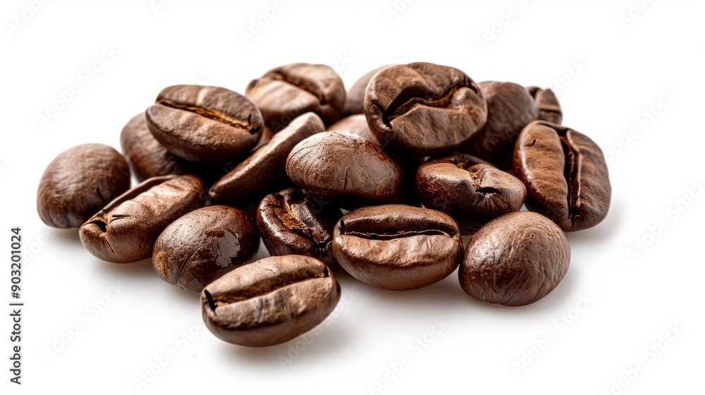 Freshly roasted coffee beans on isolated white background Freshly roasted coffee beans on isolated white background