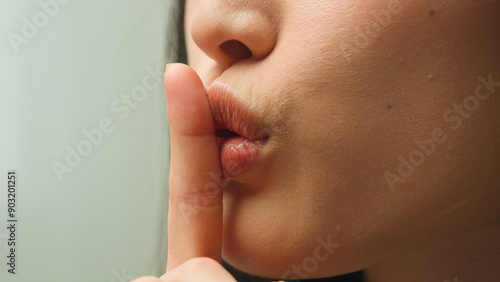 Valokuva Close up female mouth Asian chinese korean japanese girl unrecognizable woman sh