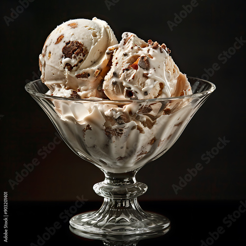 Professional Photograph of a Bowl of Moose Tracks Ice Cream photo