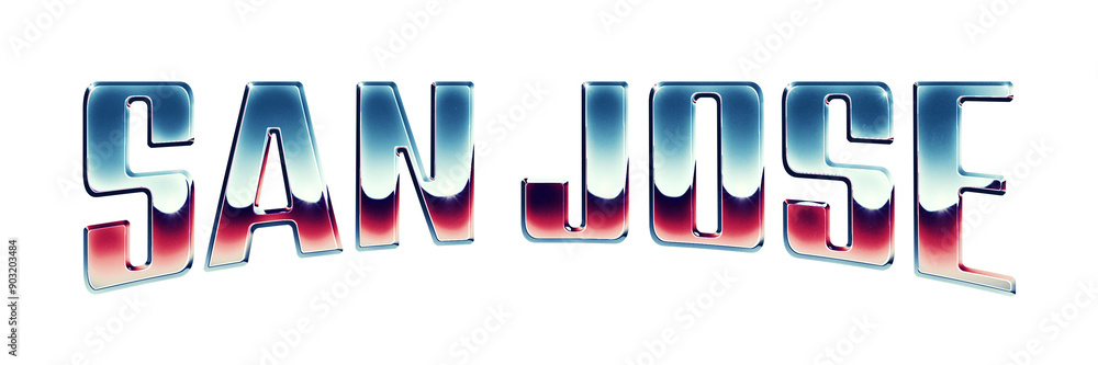 San Jose city name written in retro 1980s style chrome text effect isolated on transparent background San Jose city name written in retro 1980s style chrome text effect isolated on transparent background