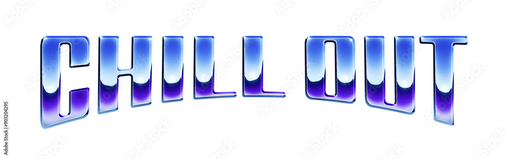 ‘Chill Out’ written in retro 1980s style chrome text effect isolated on transparent background ‘Chill Out’ written in retro 1980s style chrome text effect isolated on transparent background