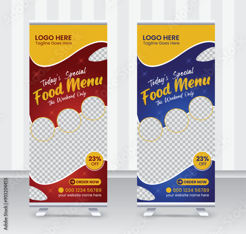 Today's special food menu and restaurant roll-up banner x or roll-up banner design template