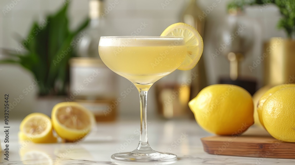 Refreshing gin lemon cocktail for leap year celebration