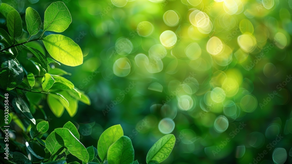 Lush green foliage with gentle bokeh effect in natural light Lush green foliage with gentle bokeh effect in natural light