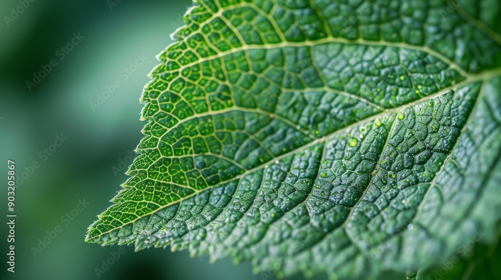 Macro view of a detailed green leaf texture in natural light Macro view of a detailed green leaf texture in natural light