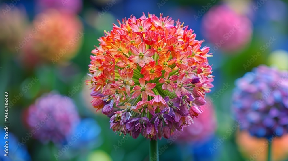 Vibrant garden flower blooming in spring with colorful background Vibrant garden flower blooming in spring with colorful background