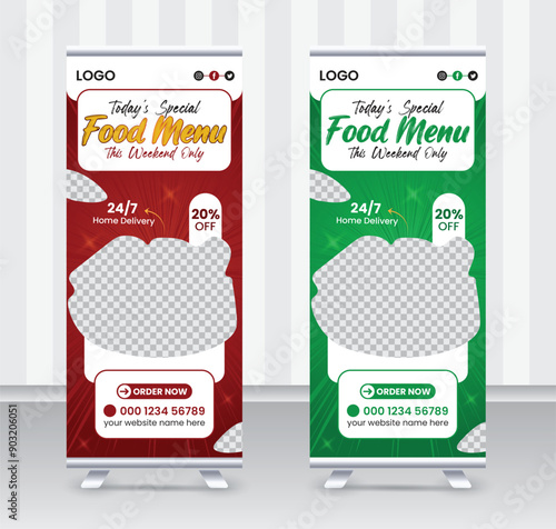 Today's special food menu and restaurant roll-up banner x or roll-up banner design template
