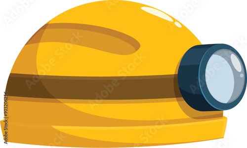 Yellow mining helmet with a bright light attached, essential gear for safe and efficient work in dark and hazardous underground environments