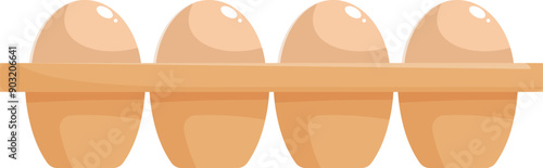 Four brown chicken eggs are standing in a cardboard egg tray