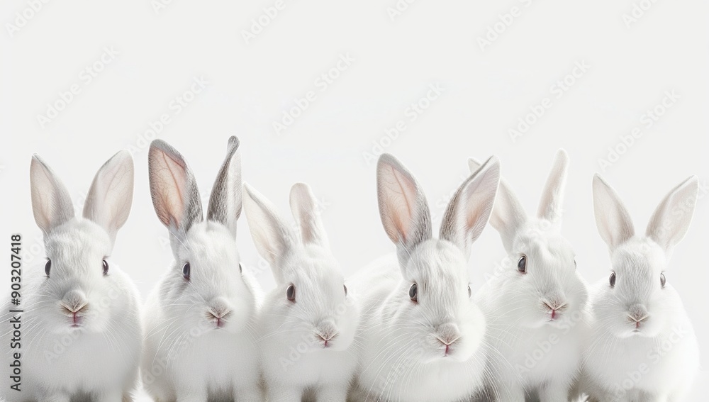 Obraz premium Six White Rabbits in a Row