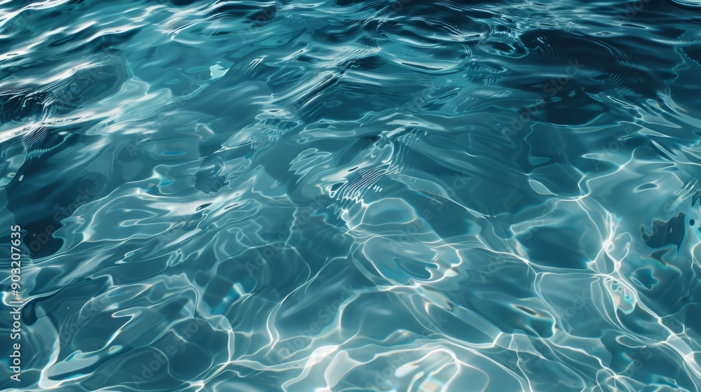 Clear blue water with sunlight reflections in a serene environment Clear blue water with sunlight reflections in a serene environment