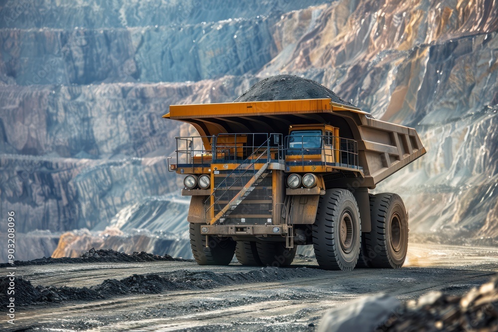 Massive Haul Truck Transporting Minerals from an Open-Pit Mine Massive Haul Truck Transporting Minerals from an Open-Pit Mine