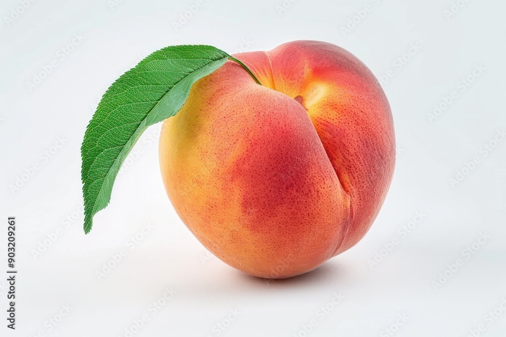 Peach fresh healthy fruit on white plain background. Isolated on solid background Peach fresh healthy fruit on white plain background. Isolated on solid background
