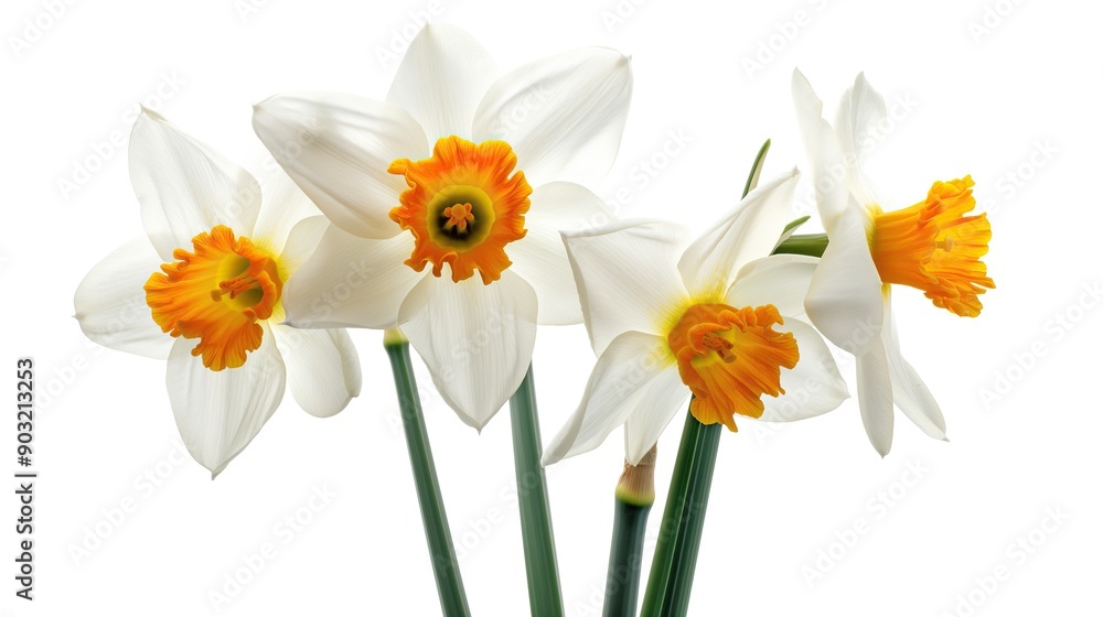 narcissus flower bouquet bunch on white background narcissus flower bouquet bunch on white background