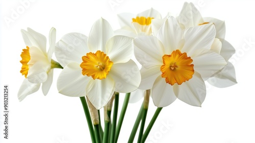 narcissus flower bouquet bunch on white background