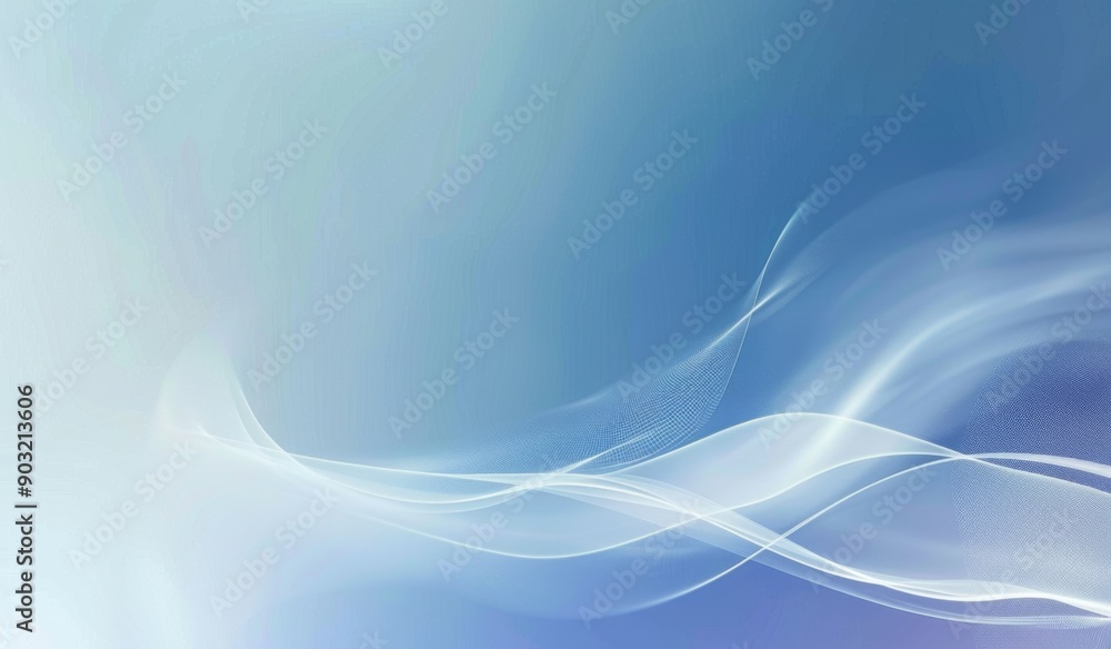 Fototapeta premium Minimalist Blue and White Gradient Background with Light Mesh Pattern and Abstract Curved Shape, Suitable for Web Pages and Graphic Designs