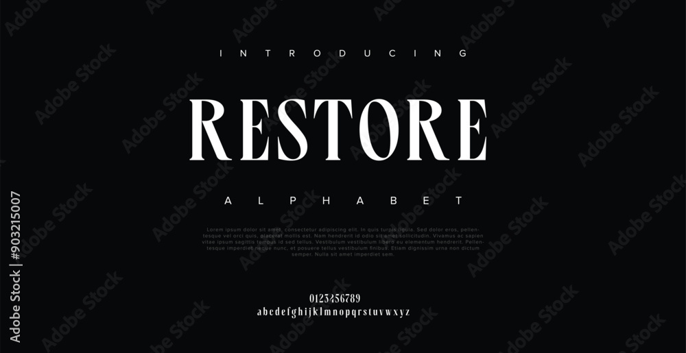 Restore Future font creative modern alphabet fonts. Typography colorful bold with color dot regular. vector illustrator Restore Future font creative modern alphabet fonts. Typography colorful bold with color dot regular. vector illustrator
