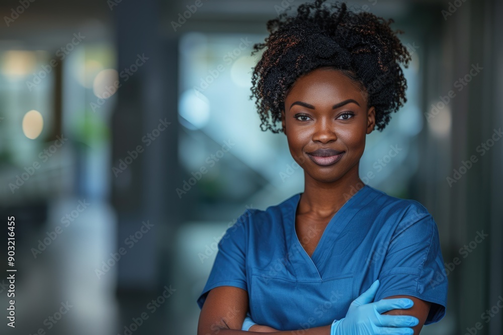 beautiful african american nurse with arms folded beautiful african american nurse with arms folded
