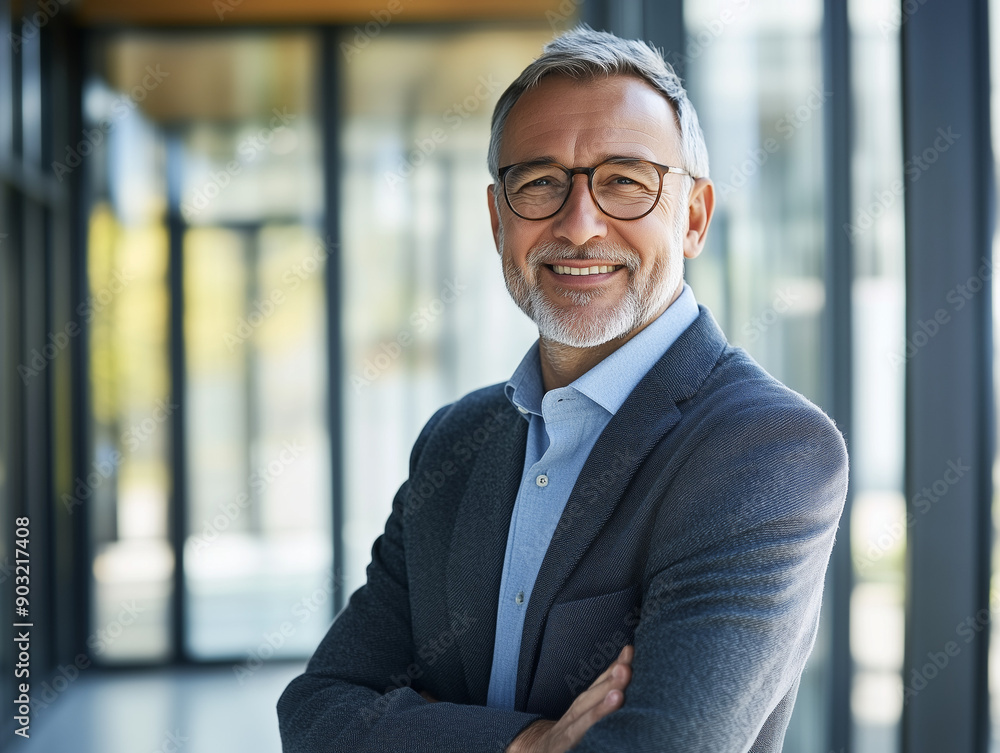 successful senior businessman consultant looking at camera and smiling inside modern office building successful senior businessman consultant looking at camera and smiling inside modern office building