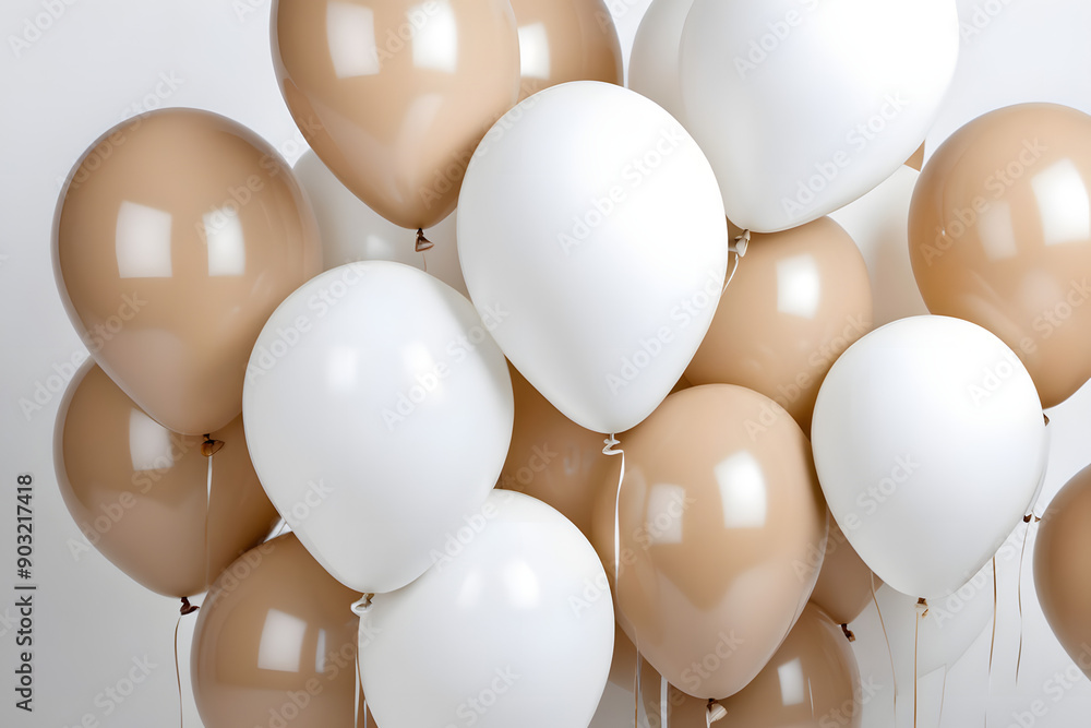 White and beige balloons isolated White and beige balloons isolated